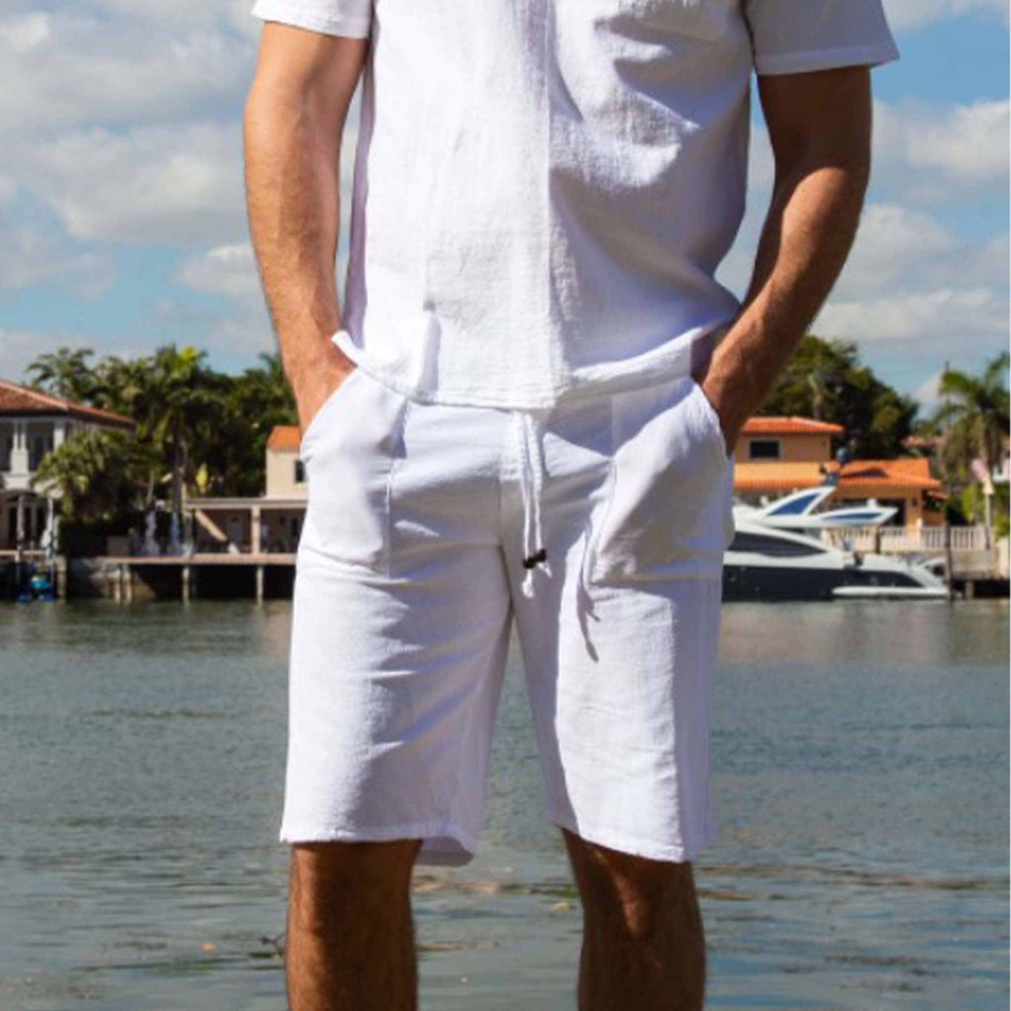 Elevate Your Summer Style with White Resort Wear Shorts | Men's Fashion at DNK Mobile Small Elevate Your Summer Style with White Resort Wear Shorts | Men's Fashion at DNK Mobile Small