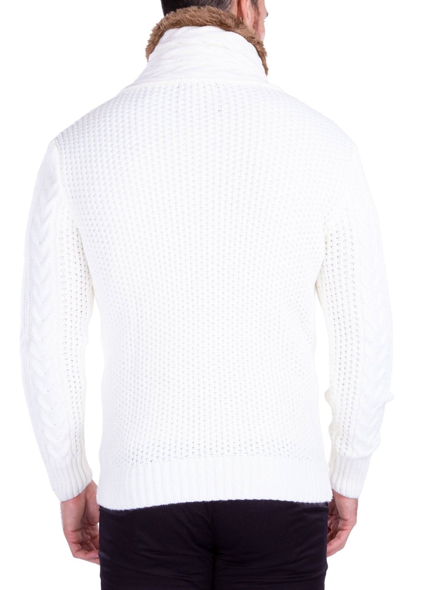 White Cowl Neck Men's Sweater