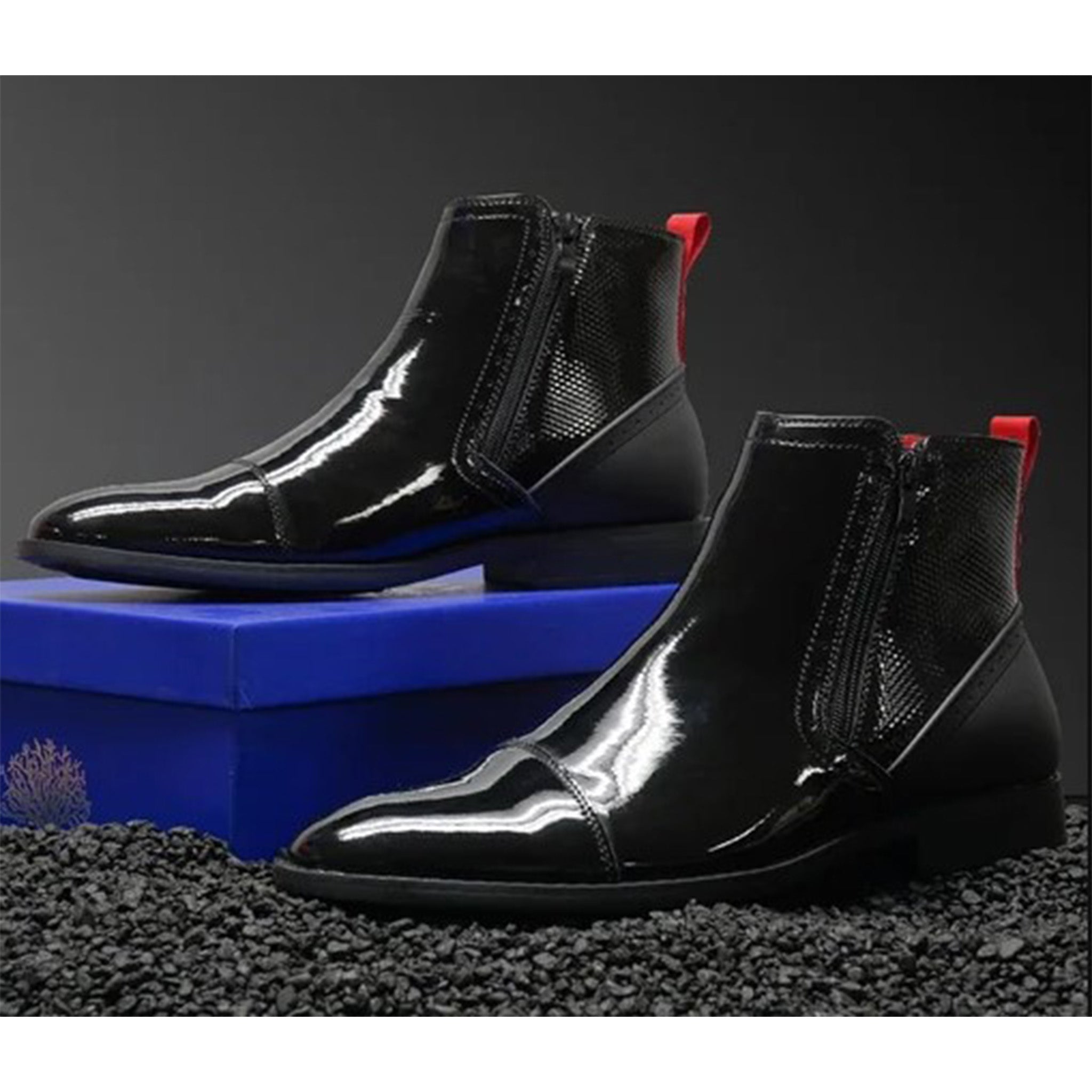 Black Patent Chelsea Boot D&K SUIT DISCOUNTERS - Main Image