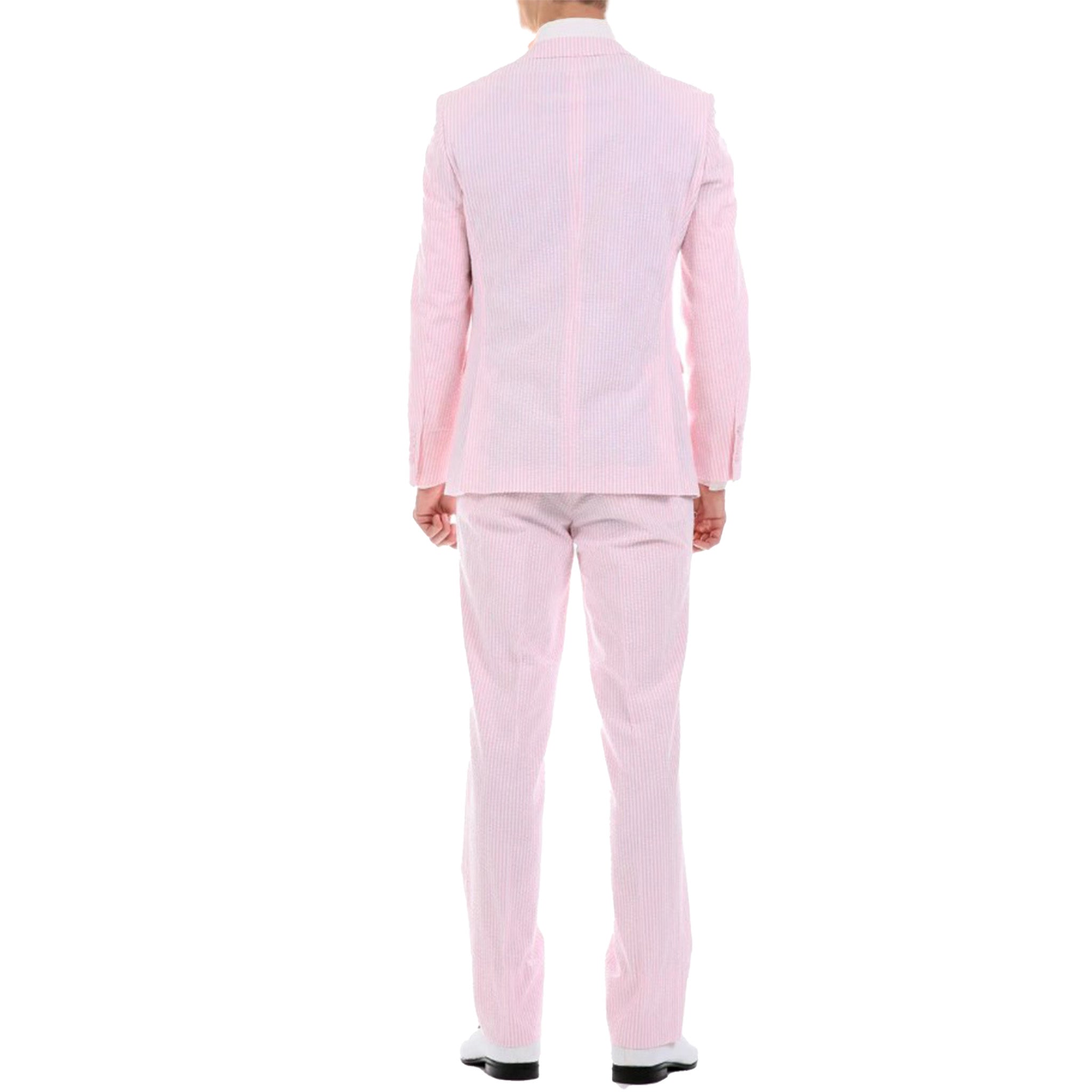 Slim Fit Pink Seersucker Suit