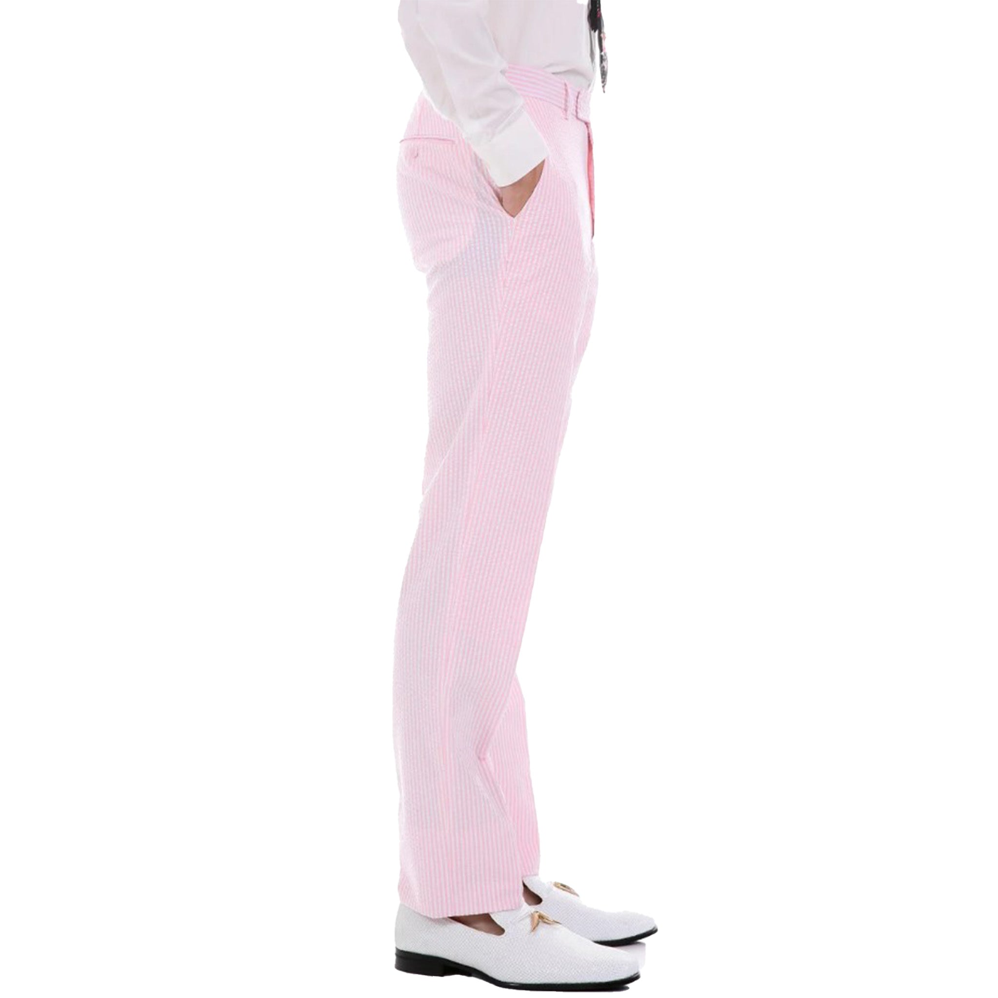Slim Fit Pink Seersucker Suit