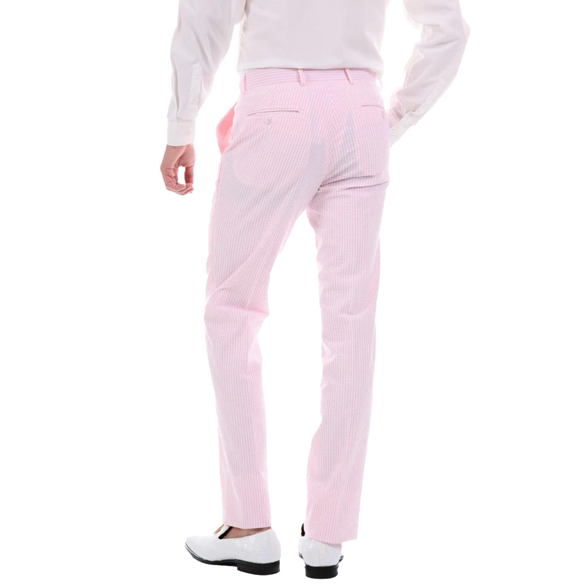 Slim Fit Pink Seersucker Suit