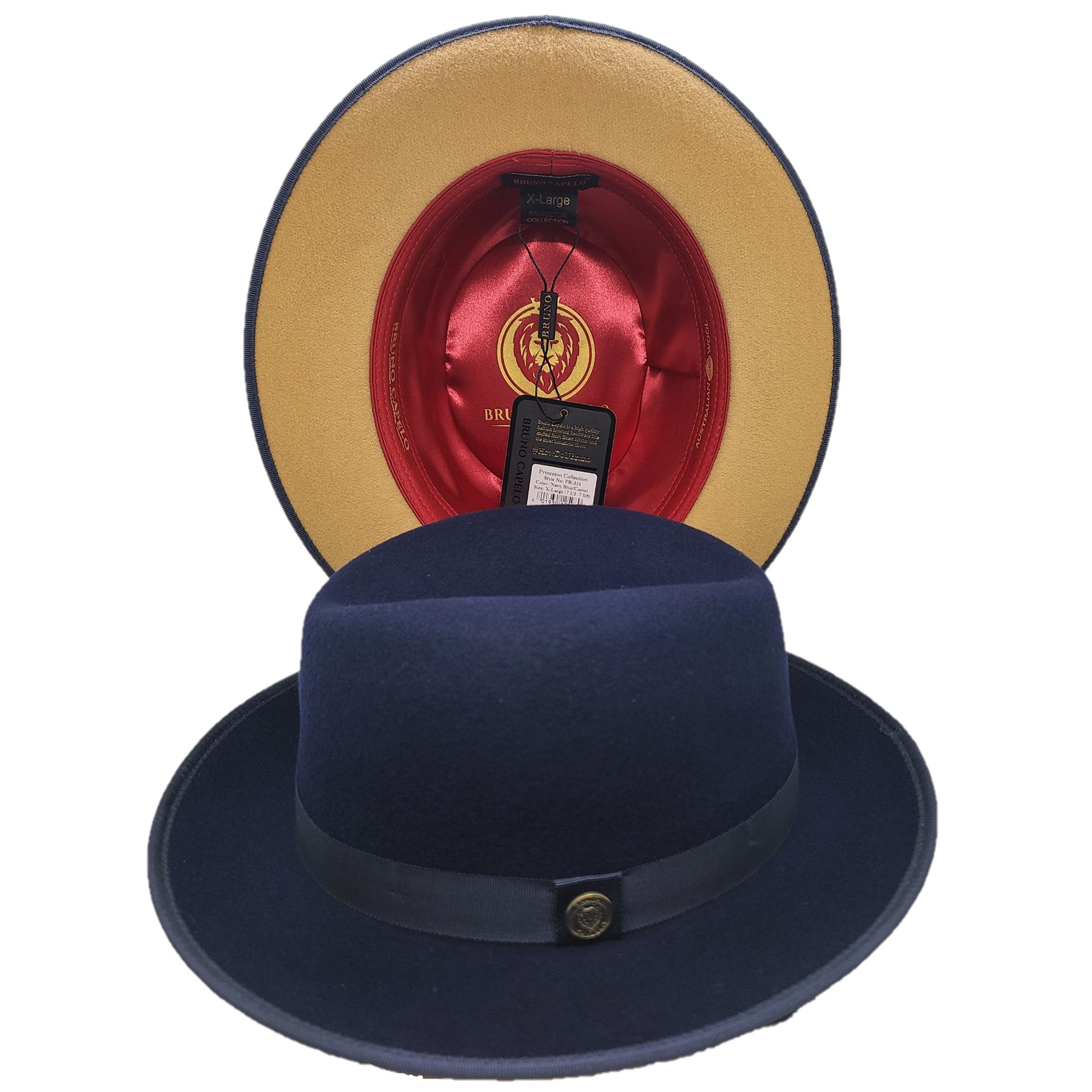 Navy/Camel Contrast Bottom Hat