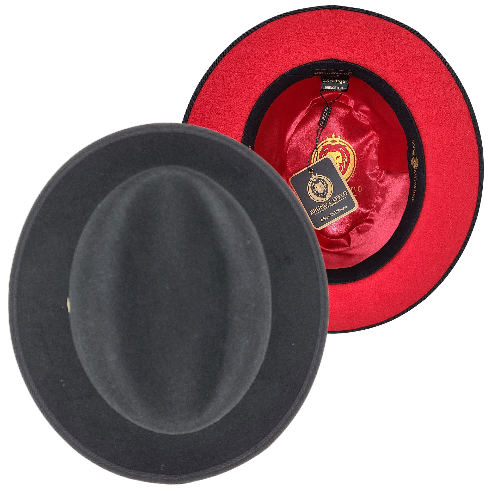 Red Bottom Black Wool Fedora