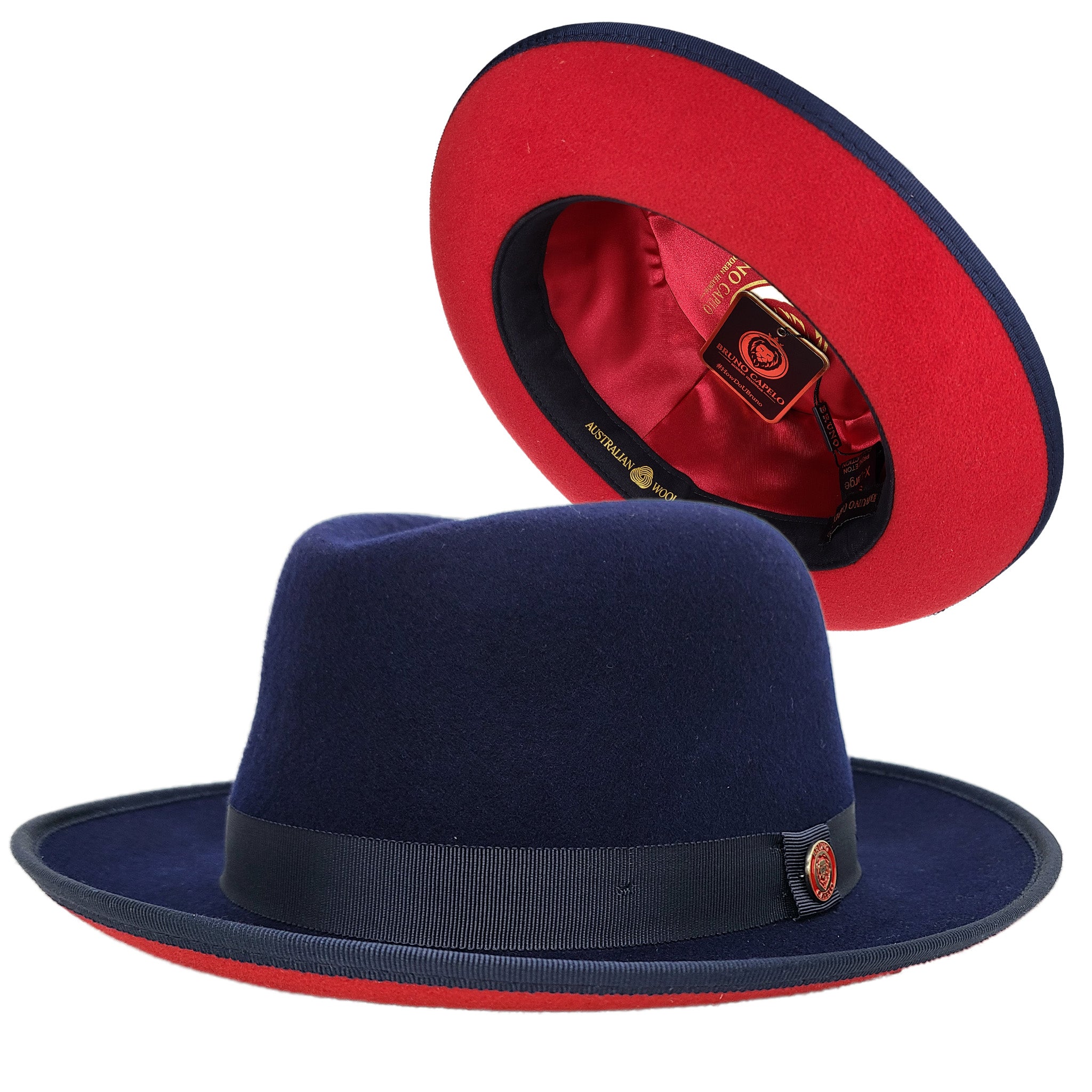 Bruno Capelo Men's Royal Blue Fedora – UN-108, 100% Australian Wool, S/M/L/XL, Formal Dress Hat
