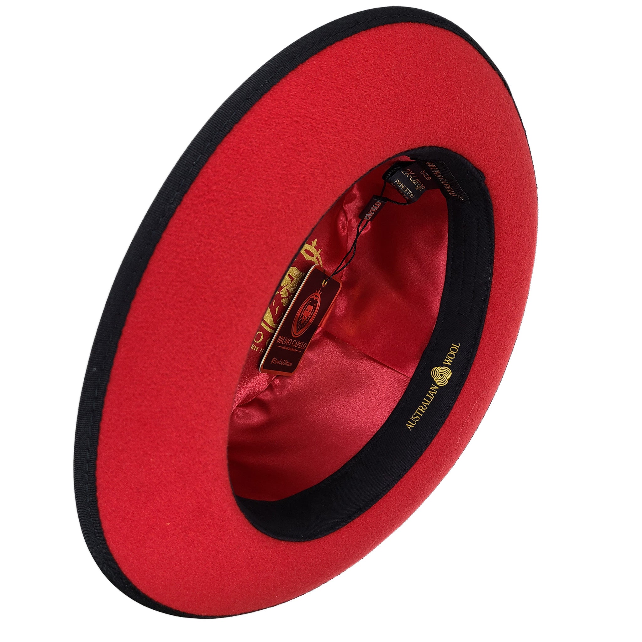 Red Bottom Black Wool Fedora | D&K SUIT DISCOUNTERS display picture 3
