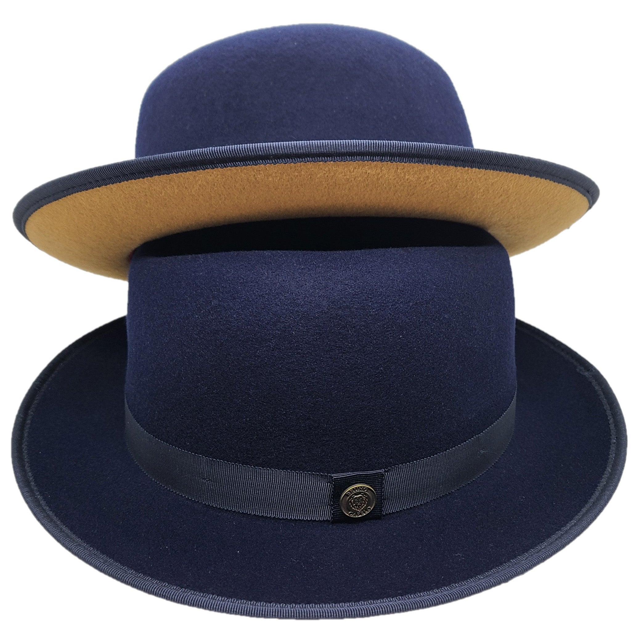Navy/Camel Contrast Bottom Hat