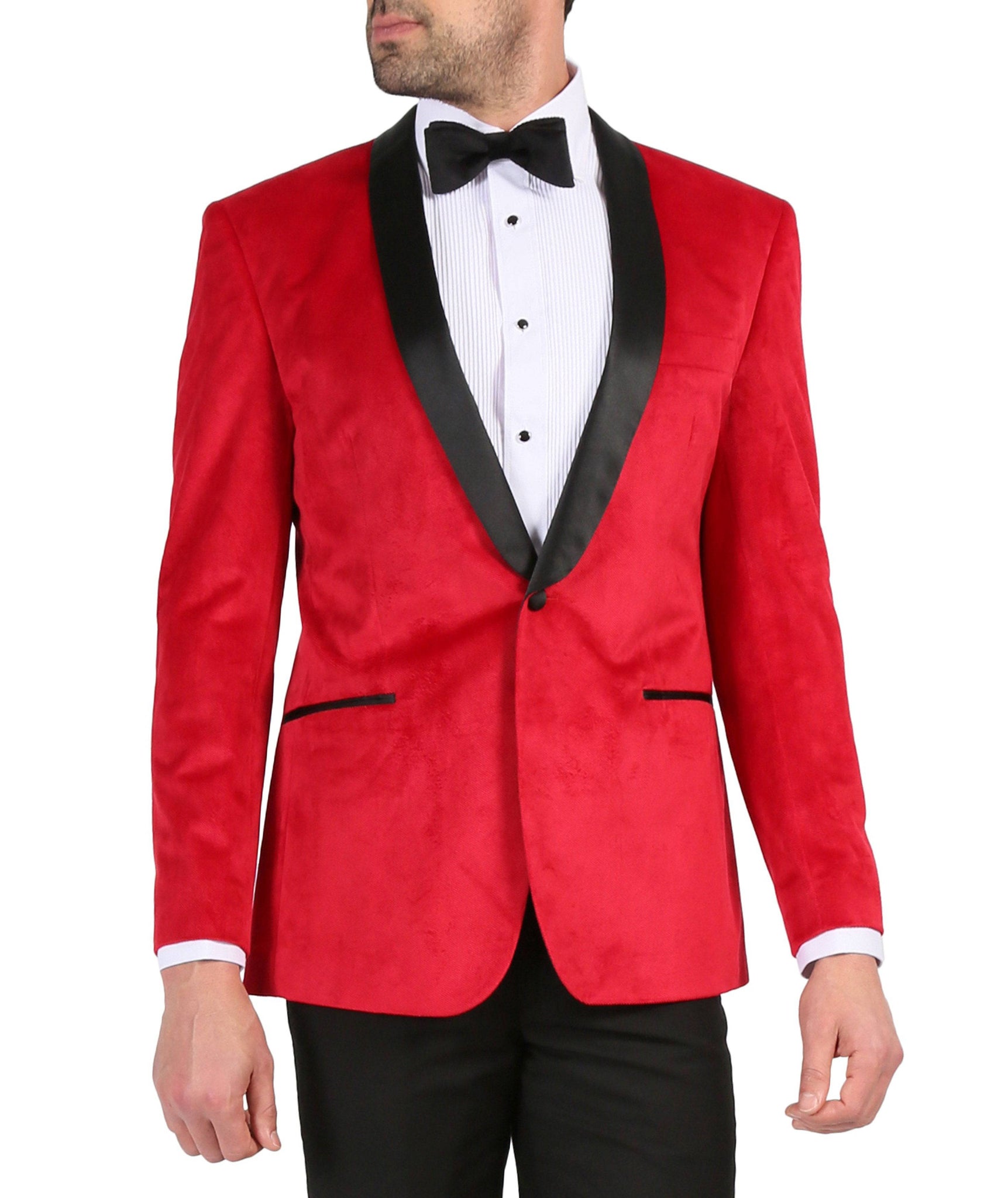 Red Velvet Slim Fit Sport Coat For Men's