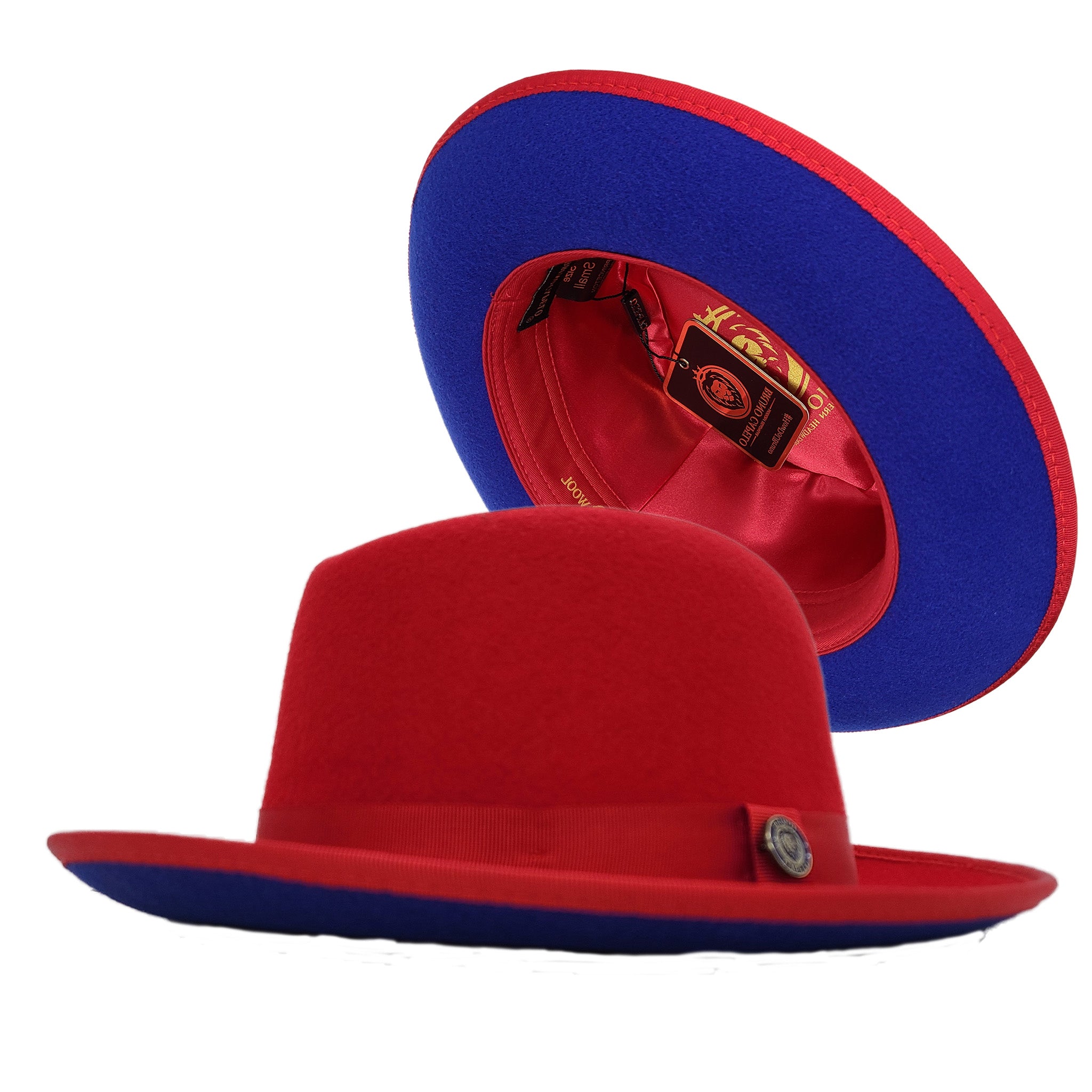 Red/Cobalt Contrast Bottom Hat