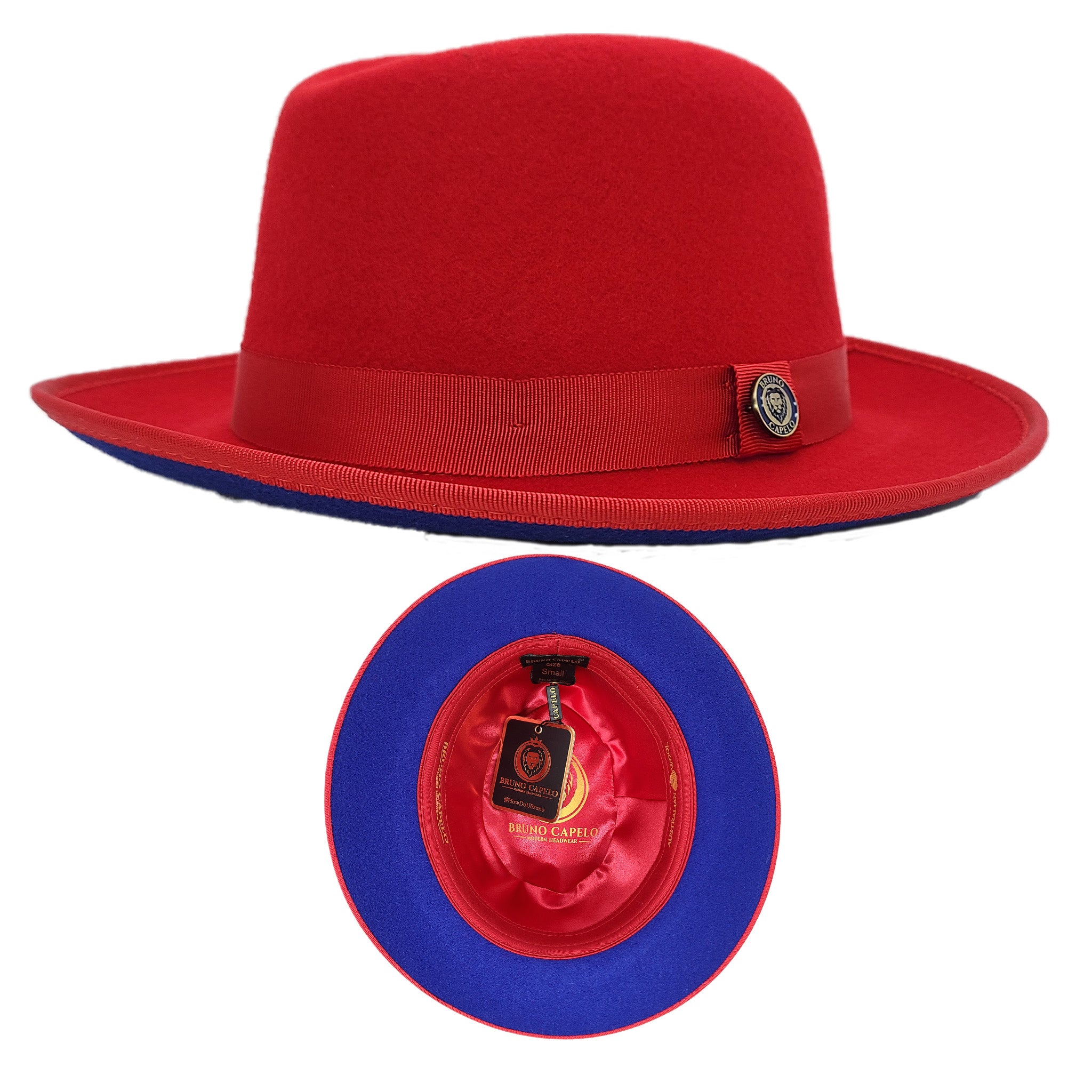 Red/Cobalt Contrast Bottom Hat