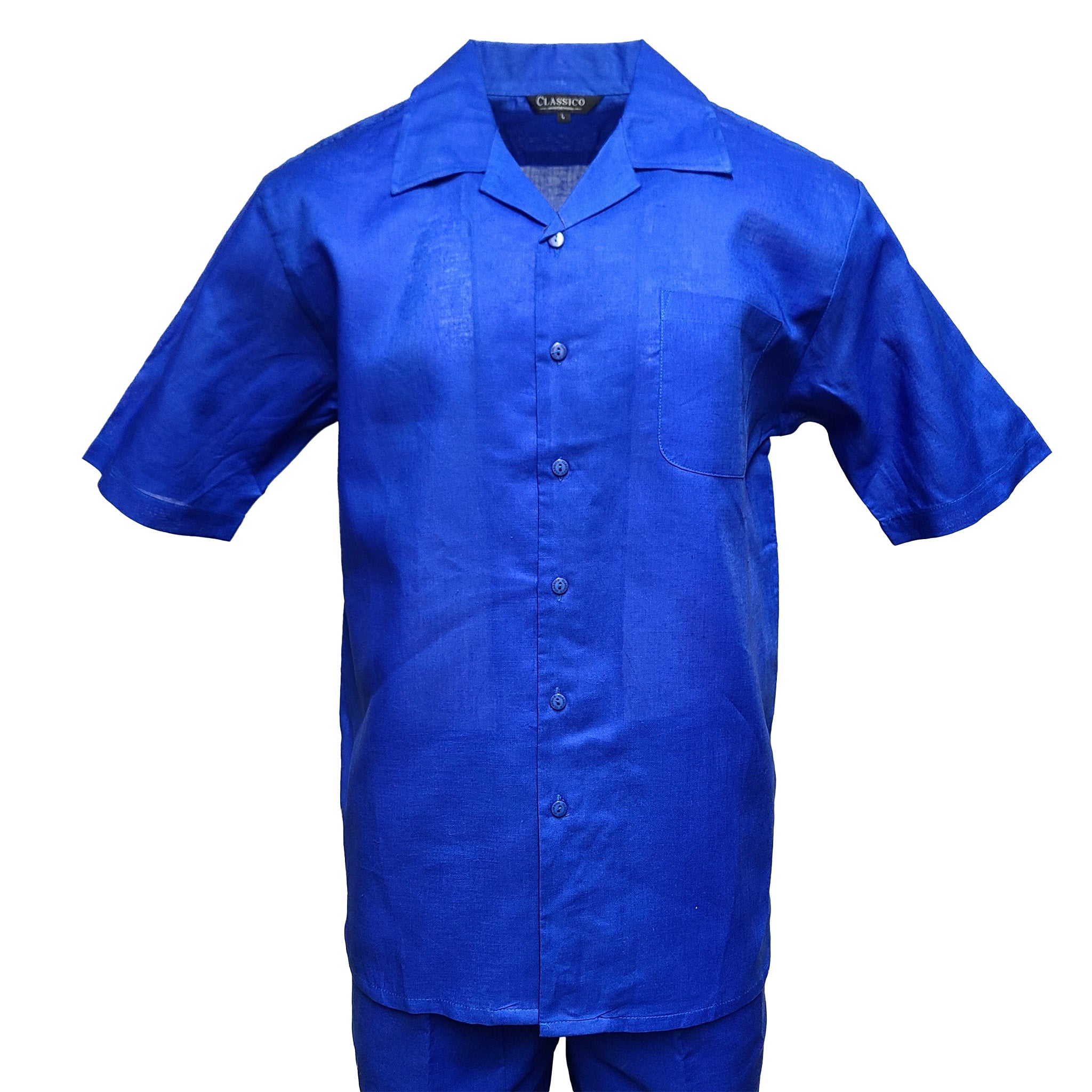 Men's Royal Blue Linen Leisure Suit