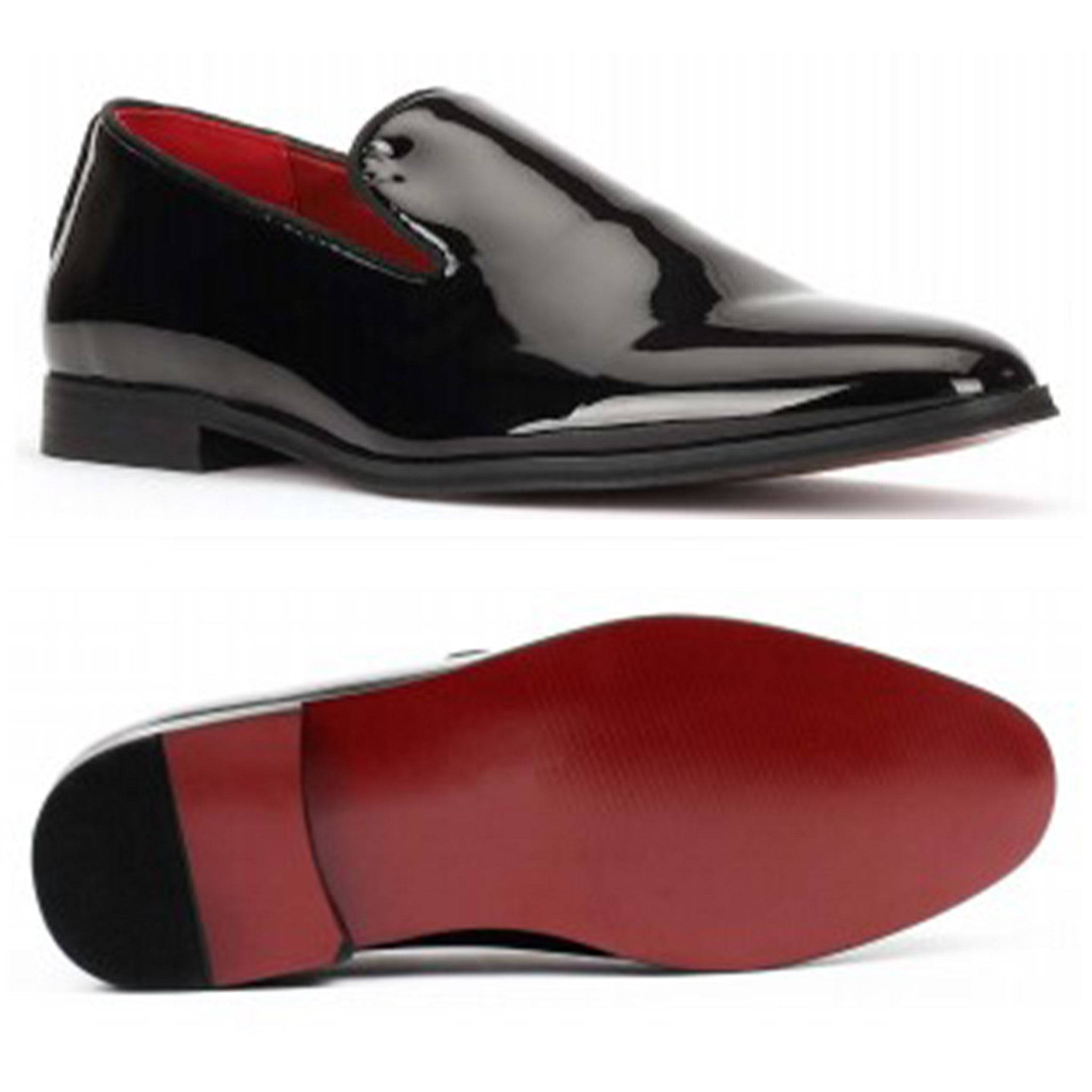 Black Patent Slip on Tuxedo Shoe