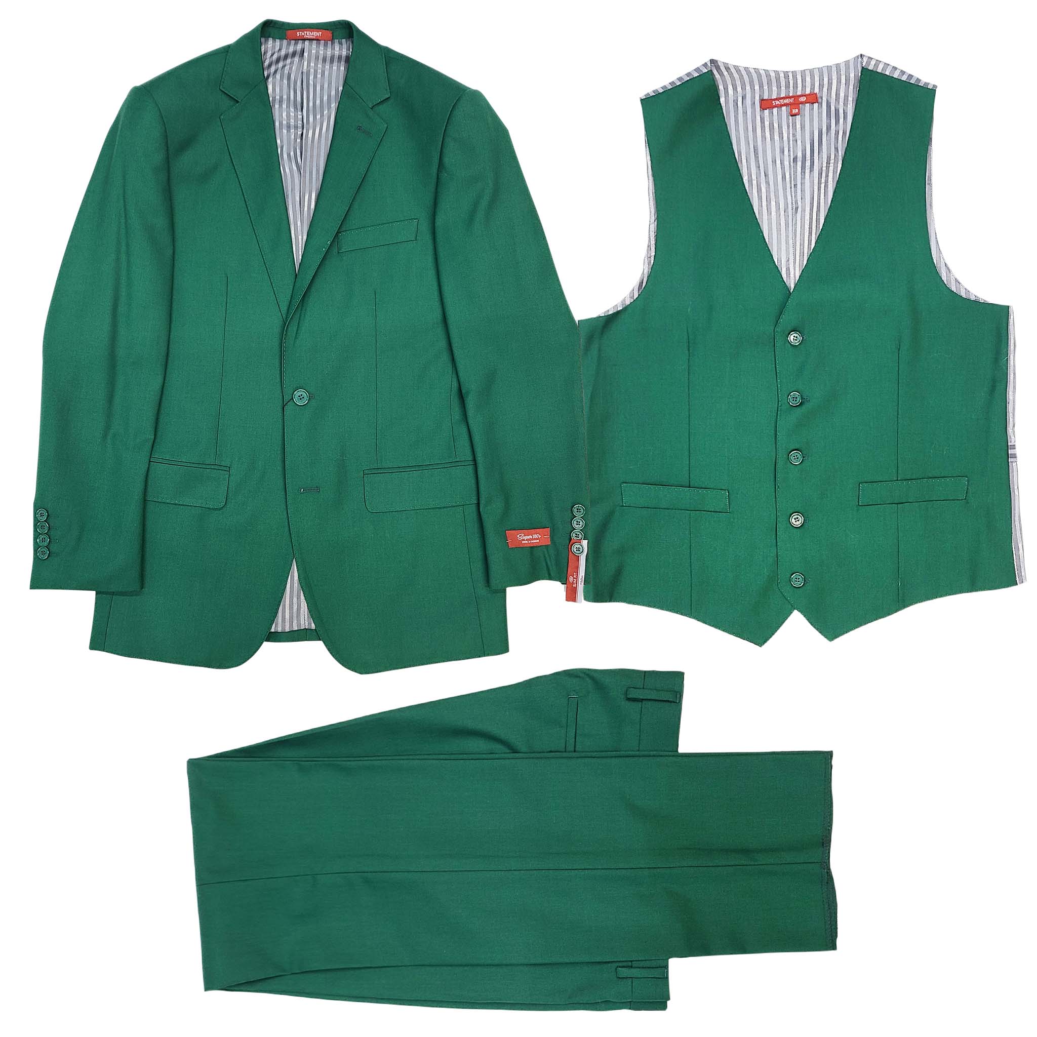 Amen UND VEST SET WOOL COAT グリーン Elevate Your Elegance: Forrest Green Tailored Fit 3pc Suit