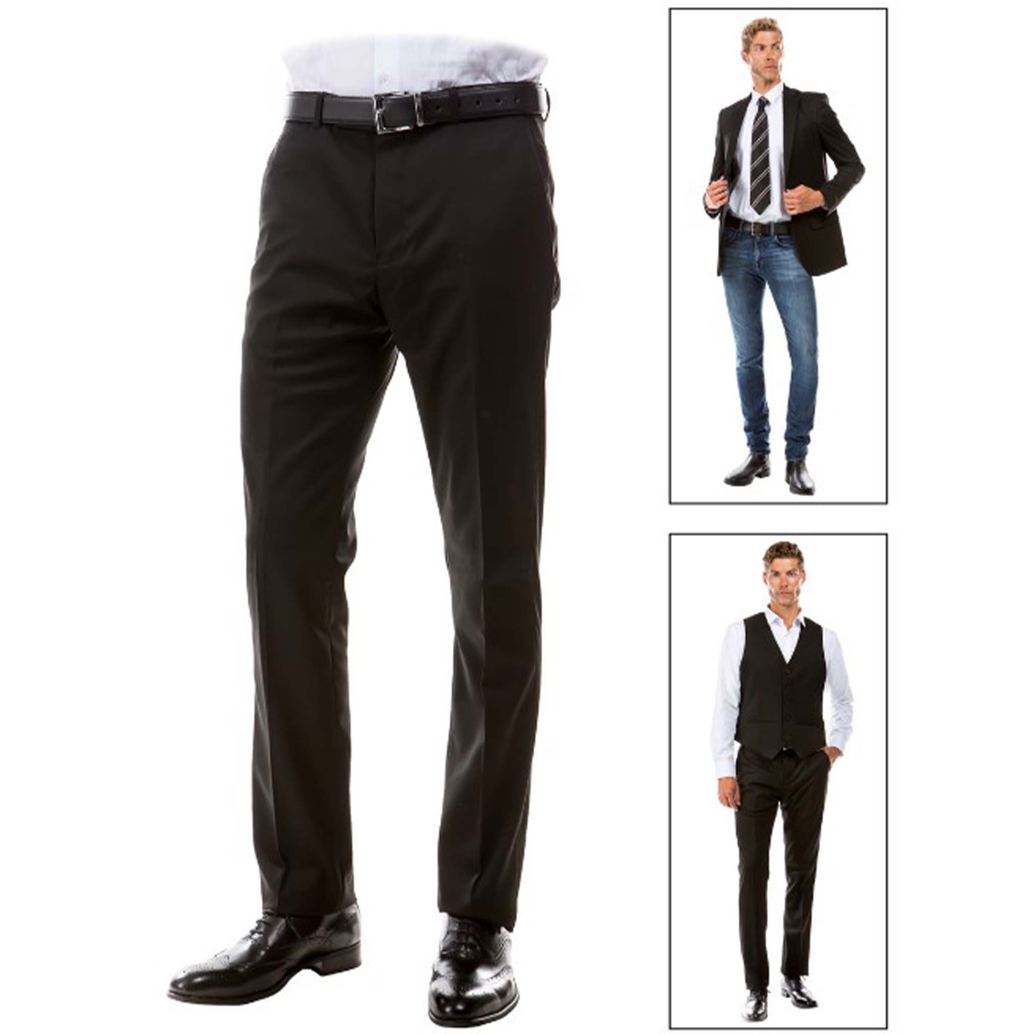 Men's Black Modern Fit Suit Pants Back