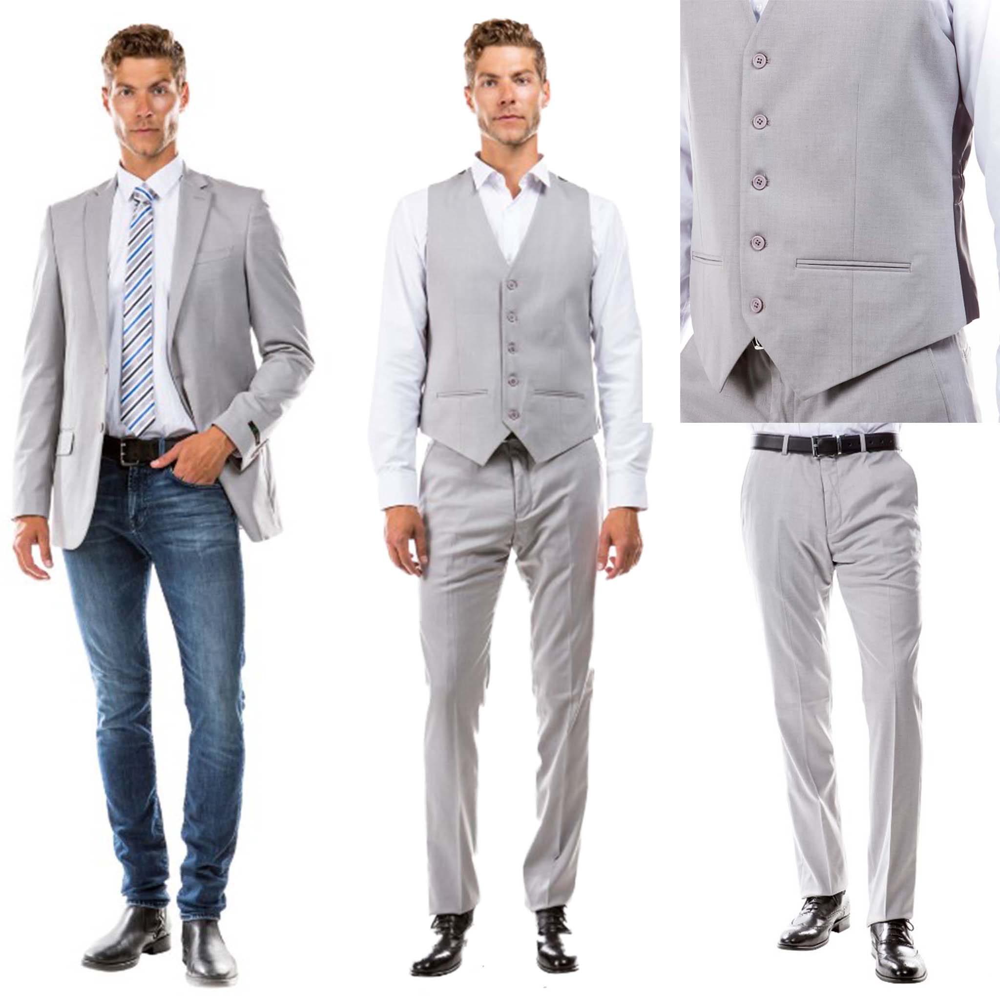 Men's Grey Modern Fit Suit Pants