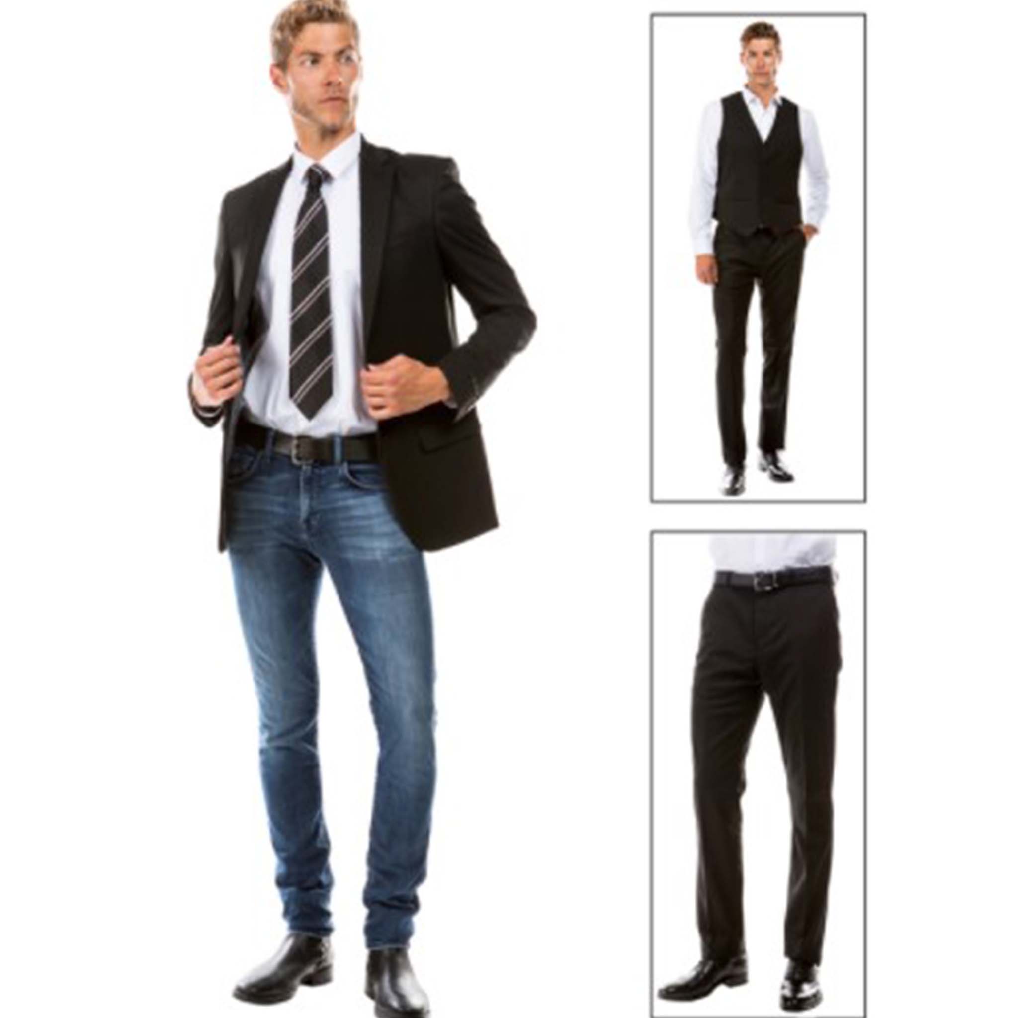 Men's Black Modern Fit Suit Jacket D&K SUIT DISCOUNTERS