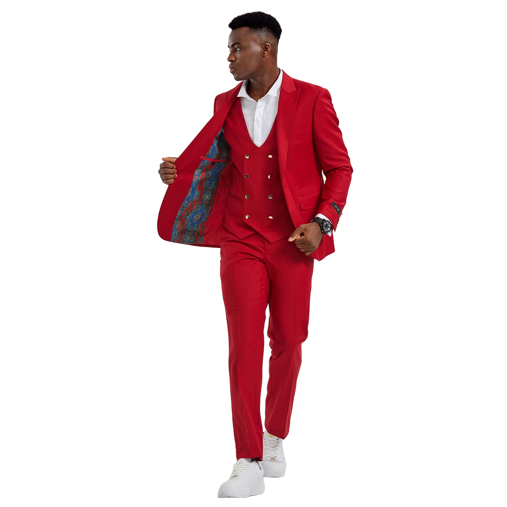 Tazio Slim Fit Red 3pc Suit