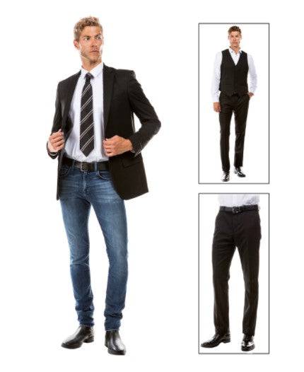 Men's Black Modern Fit Suit Vest Trousers