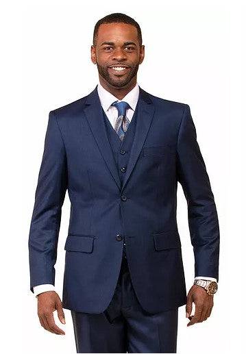 Modern Fit Ink Blue 3-Piece Suit - High-quality, comfortable and durable men's formal attire in ink blue color with modern fit cut.