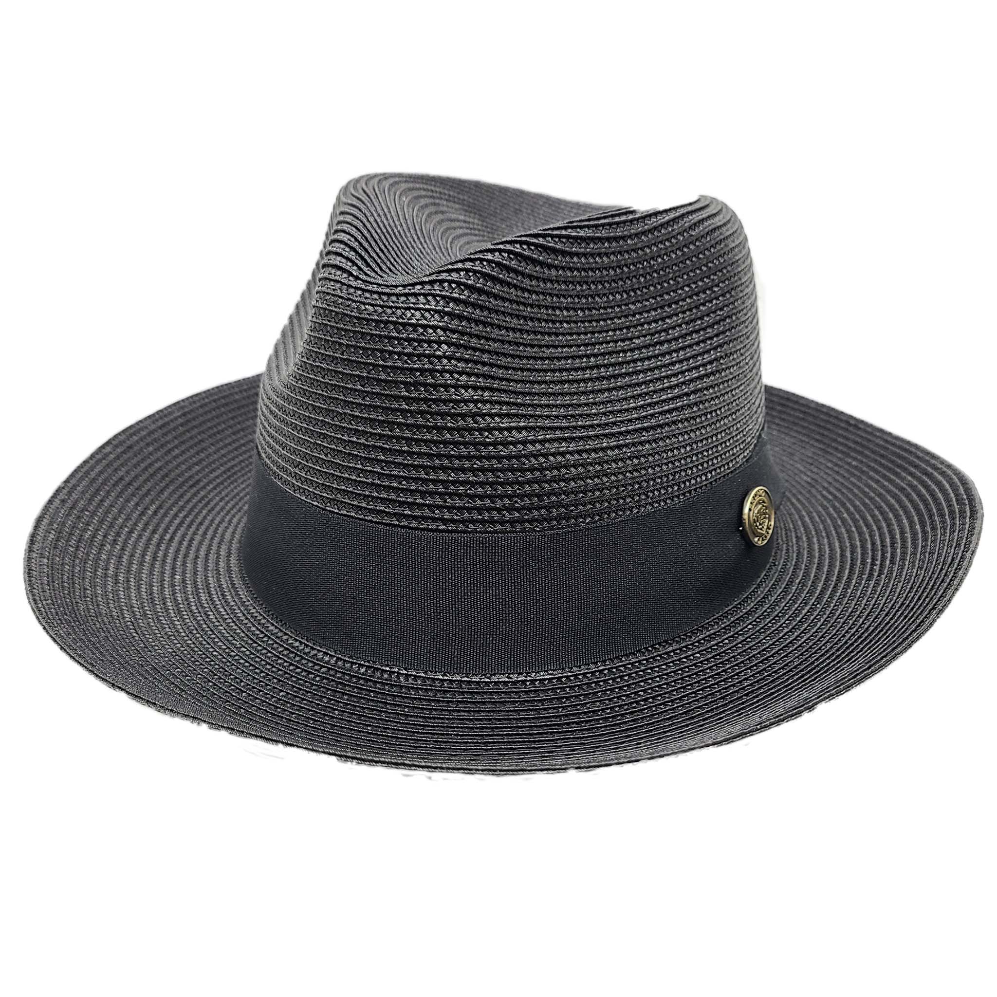 Black Straw Fedora Hat