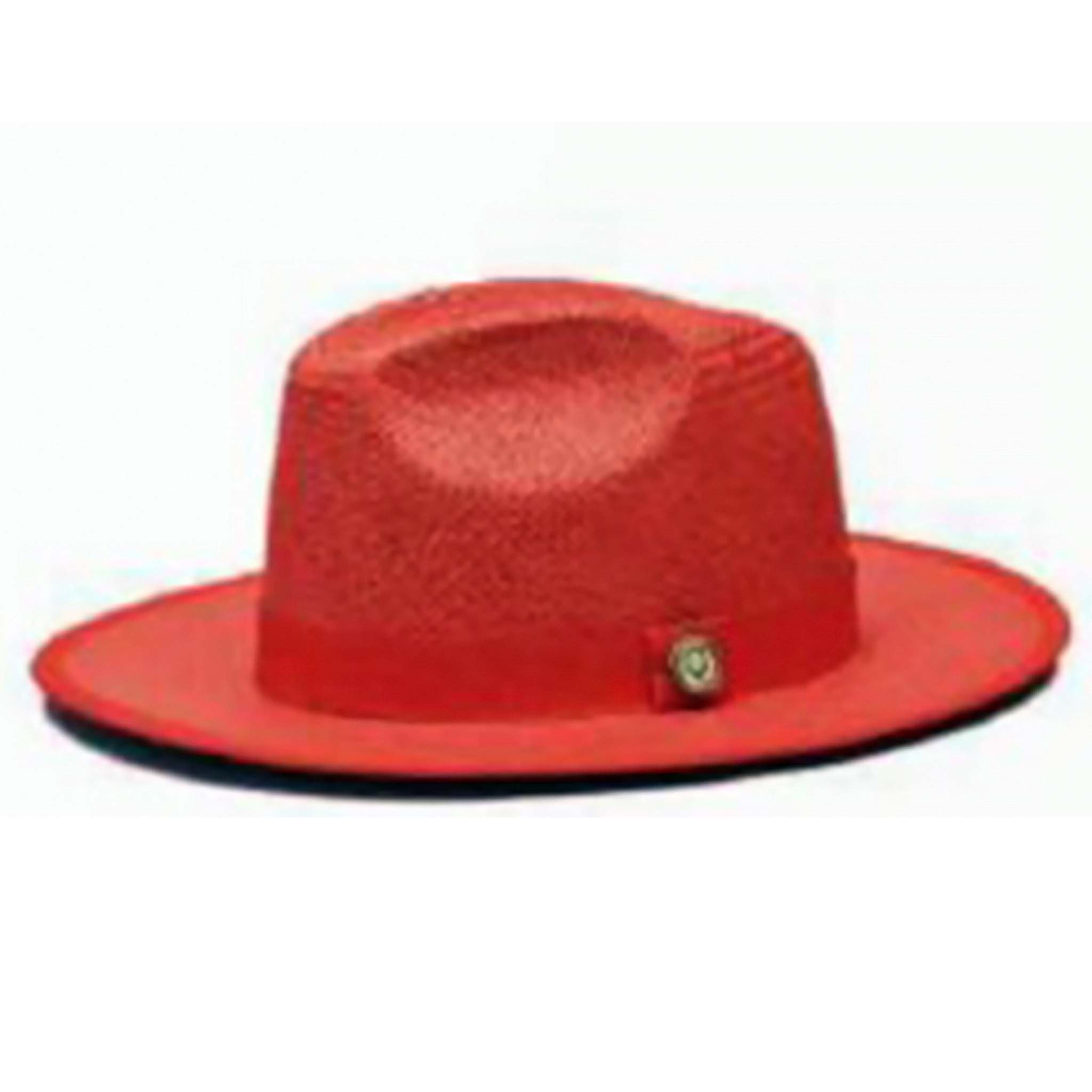 Red Contrast Bottom Straw Hat D&K SUIT DISCOUNTERS