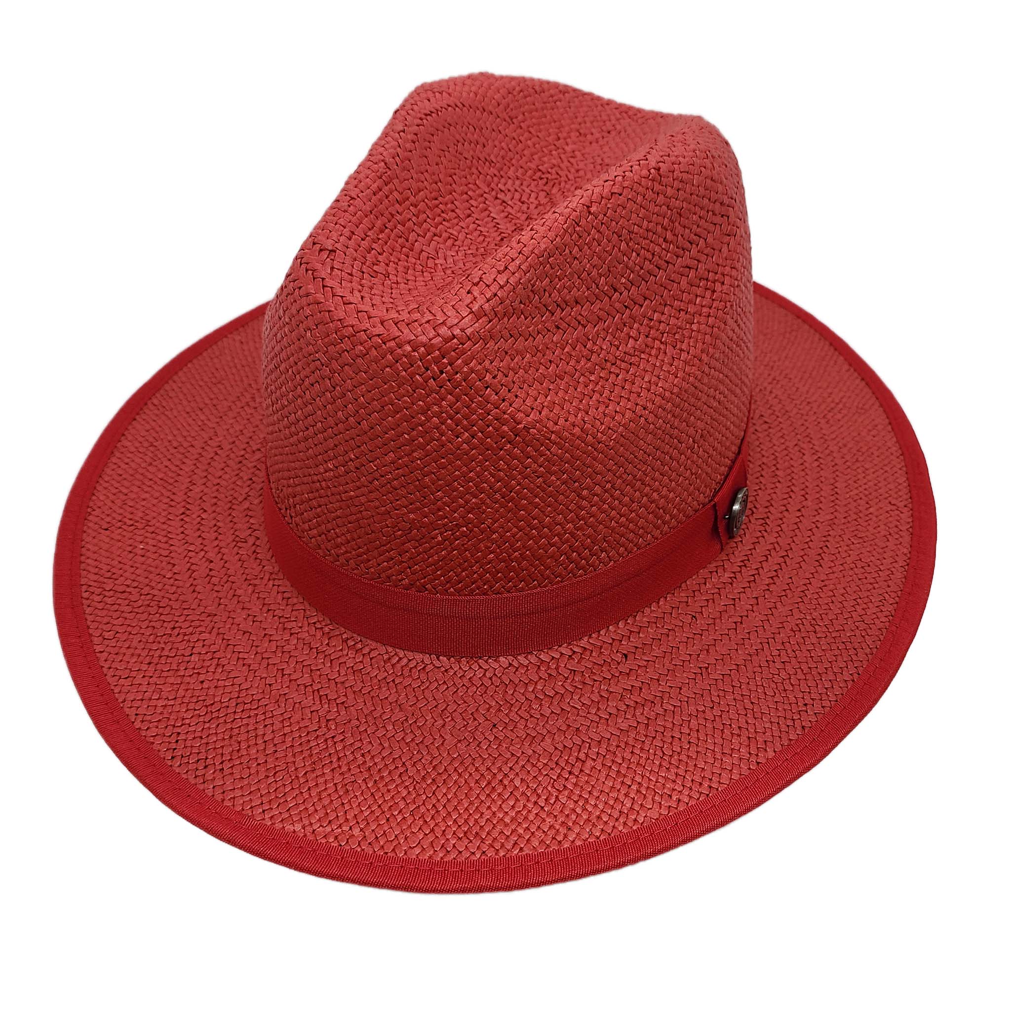 Red Contrast Bottom Straw Hat
