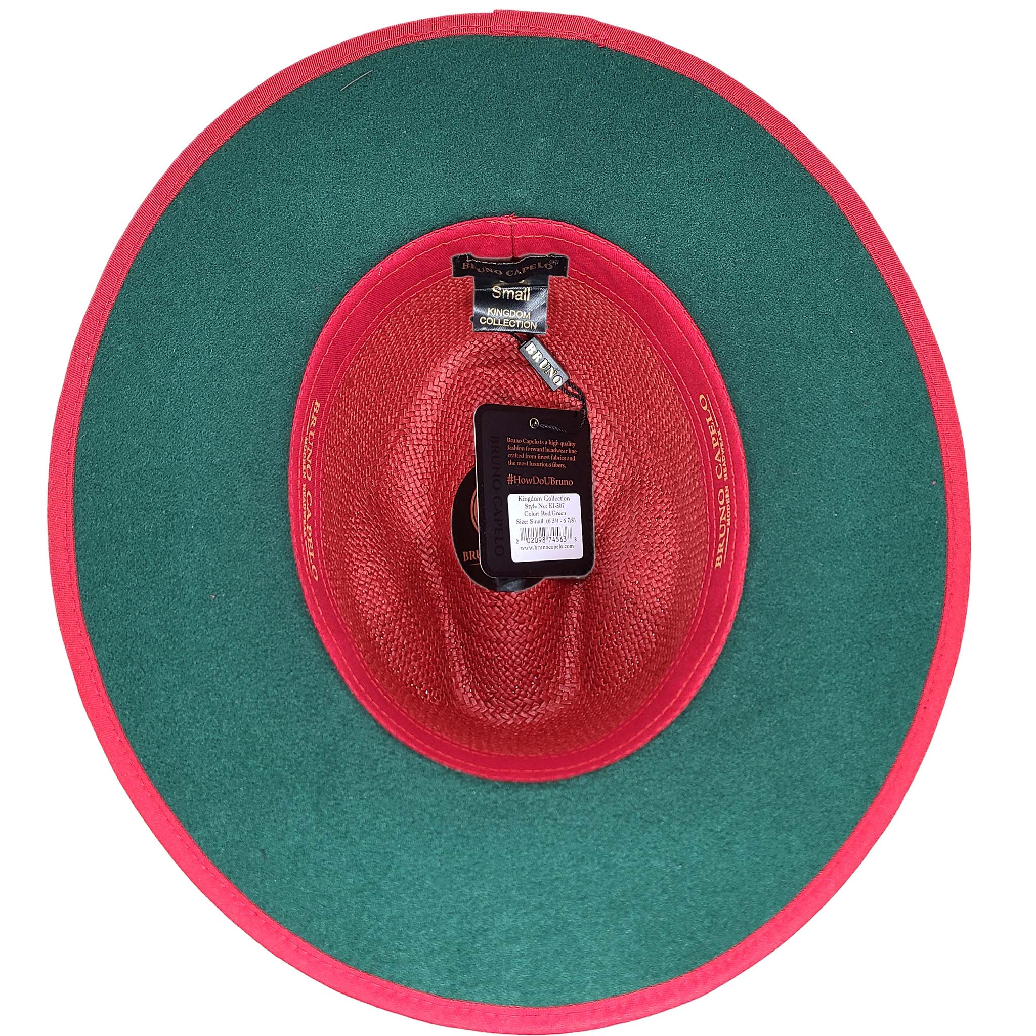 Red Wide-Brim Contrast Bottom Straw Hat - Bottom Inner