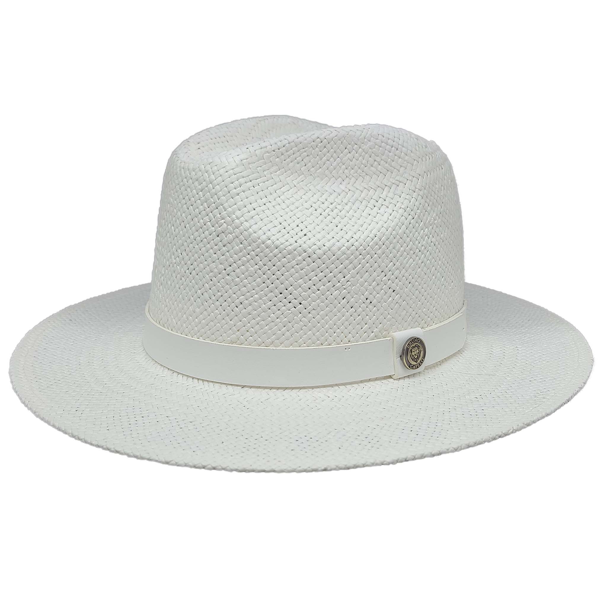 White Fedora Style Straw Hat